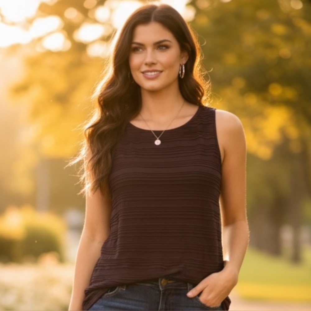 Ann Taylor Rich Brown Ribbed Tank Top